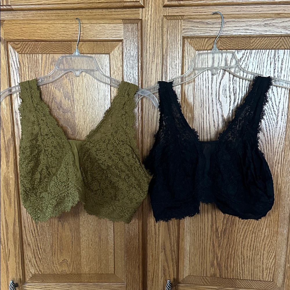 aerie Lace Bralette Set — Olive & Black